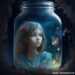 imagen surrealista de niña dentro de un tarro de cristal